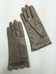 GEORGES RECH☆ジョルジュレッシュ 手袋 羊革 ラム レザー グローブ サイズ：20 スカラップ ダークブラウン【中古】