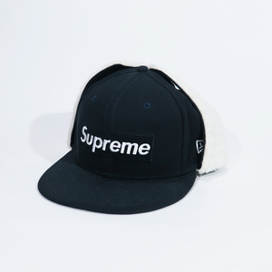 SUPREME シュプリーム 21AW EARFLAP BOX LOGO NEW ERA イヤーフラップ ボックス ロゴ ニューエラ キャップ 帽子 ネイビー Sepz