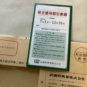 武蔵野興業 株主優待割引券（7月~12月）8枚綴 1冊 ■ 2024.12.31 武蔵野館、シネマカリテ