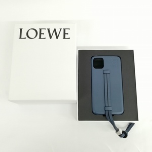 ロエベ LOEWE ANAGRAM アナグラム iPhone11 対応 スマホケース カバー レザー 極美品 ネイビー系 レディース