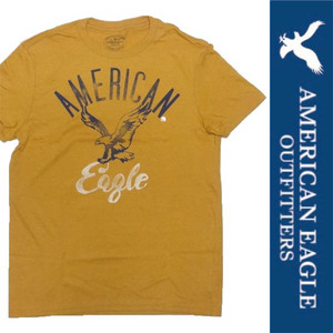 新品 AMERICAN EAGLE S/S T-SHIRT アメリカン イーグル 半袖 Tシャツ 山吹色 イエロー カットソー コットン プリント S 正規品 019