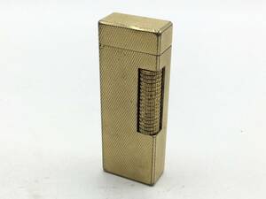 F40〇【火花・着火未確認】dunhill ダンヒル ローラーガスライター ゴールドカラー 波柄 喫煙具 喫煙グッズ 現状品