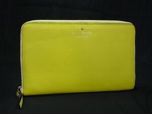 ■美品■ kate spade ケイトスペード PWRU3026 レザー ラウンドファスナー 長財布 ウォレット レディース イエロー系 DE8278