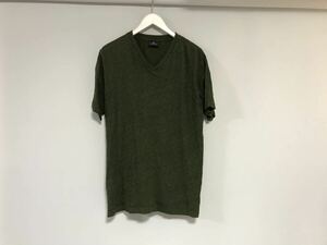 本物ポールスミスPS PAULSMITHコットンVネック半袖Tシャツメンズサーフアメカジワークミリタリーゴルフビジネススーツグリーン緑L