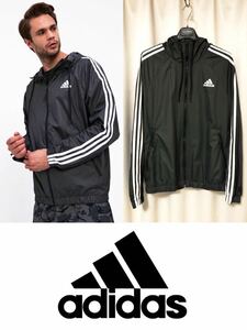 正規 アディダス（adidas） ウインドブレーカー ナイロン パーカー 3ストライプス メンズ XL★