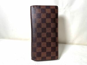 1559 1円 ■極美品■ LOUIS VUITTON ルイヴィトン N60017 ダミエ ポルトフォイユ ブラザ 二つ折り 長財布 ウォレット ブラウン系 