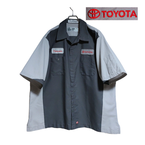 RED KAP 半袖ワークシャツ size 2XL オーバーサイズ グレー 裾タグ ゆうパケットポスト可 胸 ワッペン TOYOTA 古着 洗濯 プレス済 e63