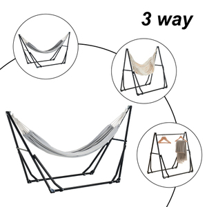 ハンモック （グレーハンモック+ホワイトチェア） 自立式 3 way ポータブルハンモック ハンガーフック 専用ケース付きチェアー 室 AF452