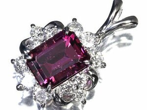 MI13424SS【1円～】新品【RK宝石】極上ガーネット 大粒2.97ct 極上ダイヤモンド 総計0.87ct Pt900 高級ペンダントヘッド ネックレス ダイヤ