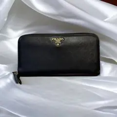 ♦︎PRADA◆サフィアーノ黒 プラダラウンドファスナー長財布ブラック