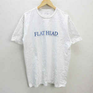 H■フラットヘッド/FLAT HEAD ロゴプリント クルーネックTシャツ アメカジ【46】白/MENS■1【中古】