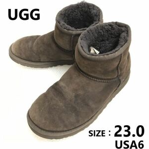 アグ/UGG★シープスキン/本革/ショート/ムートンブーツ【size: 23.0/濃茶/dark brown】スエード/Boots/Shoes◆sWB75-31