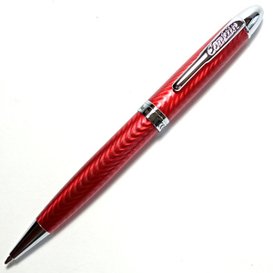 【clb1】新品　CONKLIN　コンクリン　油性ボールペン　ヘリンボーン　バーガンディ　シルバー×レッド 赤 Herringbone/三日月　ツイスト式