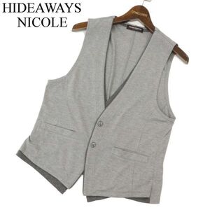 HIDEAWAYS NICOLE ハイダウェイ ニコル 通年 レイヤード風★ レーヨン混 ベスト ジレ Sz.46　メンズ グレー　C4T00611_1#O