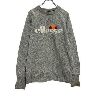 ellesse ロゴ スウェット トレーナー S グレー ホワイト レッド エレッセ 裏起毛 古着卸 アメリカ仕入 a603-5145