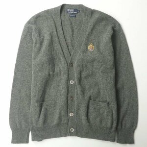 美品 POLO BY RALPH LAUREN ラルフローレン 王冠刺繍 ウール100％ ニット カーディガン L 国内正規品 メンズ【参考価格￥36,300-】