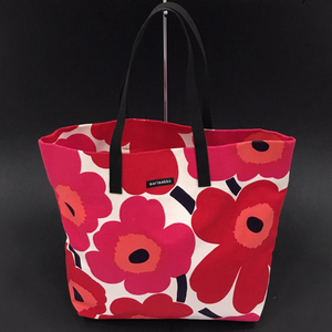 マリメッコ キャンバス トートバッグ 花柄 レッド×ピンク系 コットン レディース marimekko