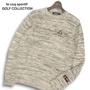 le coq sportif GOLF COLLECTION ルコック ゴルフ 秋冬 ロゴ★ ウール混 クルーネック ニット セーター Sz.L メンズ グレー　C5T00068_1#K