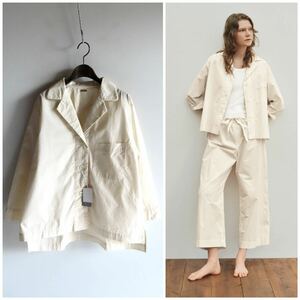 新品タグ付き LOOK掲載 MARGARET HOWELL PYJAMA SHIRT F フリーサイズ 生成り系 マーガレットハウエル パジャマシャツ 開襟 ブラウス MHL