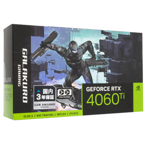 【中古】玄人志向グラボ GALAKURO GAMING GG-RTX4060Ti-E8GB/OC/DF PCIExp 8GB 元箱あり [管理:1050024107]