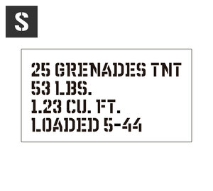 ステンシルシート ステンシルプレート ステンシル アルファベット DIY クイックステンシル サイズS 25 GRENADES TNT TNTグレネード