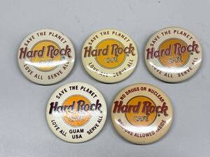 J368　Hard Rock Cafe　ハードロックカフェ　缶バッジ　5個セット　バッジ　ヴィンテージ　レトロ　アンティーク