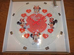 保管品新品★ディズニー ミニーマウス Minnie Mouse ガラスウォールクロック