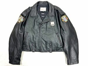 ★Appalachian★アパラチアン ダブルライダースジャケット size3X/ポリス/NYPD/ニューヨーク市警/ハイウェイパトロール/バッジ/ワッペン