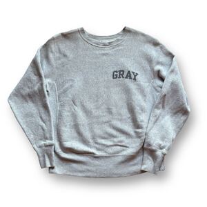 BEAMS x Champion GRAY プリント リバースウィーブ　スウェットシャツ グレー ビームス チャンピオン 別注　コラボ　単タグ　70s復刻　M