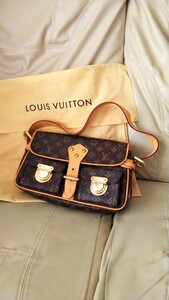 バレンタイン 超レア 廃盤 美 ルイ ヴィトン LOUIS VUITTON ハドソン PM モノグラム バッグ 刻印有 布袋付 革 レザー ビンテージ 鞄 旅行