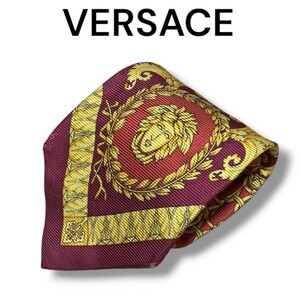 【1円スタート】VERSACE ヴェルサーチ ネクタイ ハイブランド ブランド イタリア製 シルク シルク100% レッド 総柄 メデューサ