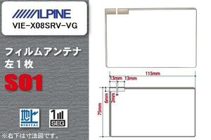 地デジ アルパイン ALPINE 用 フィルムアンテナ VIE-X08SRV-VG 対応 ワンセグ フルセグ 高感度 受信 高感度 受信