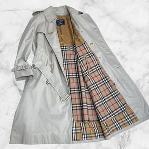 【美品】BURBERRY/バーバリー　トレンチコート　2WAY　着脱ライナー付き　ノバチェック柄　ロング丈　スプリングコート　90s　ギャバジン