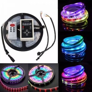 光が流れる LEDテープライト 12V RGB 5M 132種類パターン 調光 リモコン付き 切断可 LEDテープ DD60set