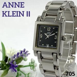 705 ANNE KLEIN Ⅱ アン クライン レディース 腕時計 3針 デイト スクエア クオーツ式 新品電池交換済 人気 希少