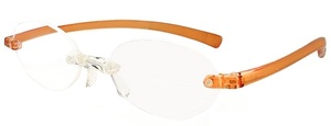 新品 老眼鏡 超軽量フレーム オレンジ +3.00 ツーポイント シニアグラス ソフト老眼鏡 オーバル型 シンプル