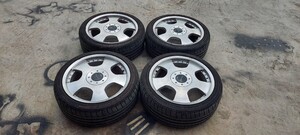 山梨より　希少　ワーク　ユーロライン　18x7.5j off+51 22年製タイヤ225/40R18　7~8分山　4本セット　work　4穴5穴マルチ　