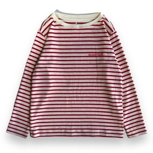 mont bell モンベル WIC. ボーダー ロングスリーブ 1104813 長袖 プリント ボーダー Tシャツ ロンT ポリエステル トップス 110 レッド