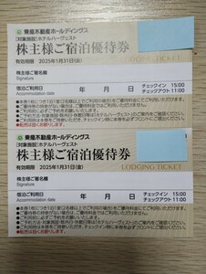 東急不動産 株主優待券 ホテルハーヴェスト ご宿泊優待券×2枚セット 2025/1/31迄