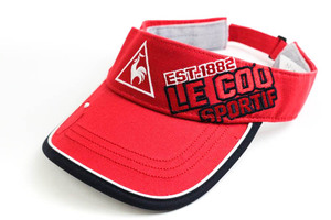 ルコックスポルティフ サンバイザー ベルクロ ゴルフ スポーツウエア 帽子 ブランド メンズ Fサイズ レッド le coq sportif