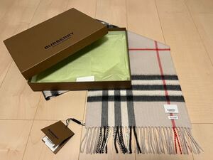 BURBERRY　バーバリー　マフラー　カシミア100％　タグ付き未使用品　ストーン色　ホワイト系　送料無料!!!