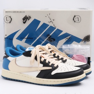 25.5cm NIKE × TRAVIS SCOTT × FRAGMENT Air Jordan 1 Low Blue DM7866-140 ナイキ トラヴィススコット エアジョーダン1ブルー