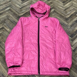 KE1428　FILA　中綿ジャケット　アウター　 ピンク 　レディースL