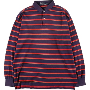 古着 90年代 ラルフローレン POLO by Ralph Lauren 長袖 ボーダー ポロシャツ メンズM ヴィンテージ /eaa430136