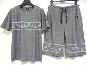 新品★LANVIN COLLECTION★ランバンコレクション★パイルロゴジャカード Tシャツ＆ハーフパンツ★上下セット★M★グレー★リラクシング