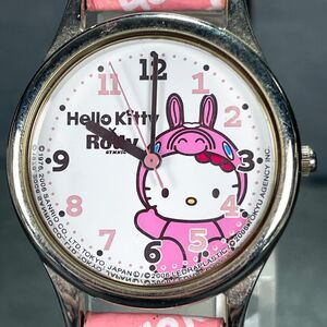 美品 Hello Kitty×Rody ハローキティ×ロディ 95-9927 腕時計 アナログ クオーツ 3針 レザーバンド ピンク 新品電池交換済み 動作確認済み