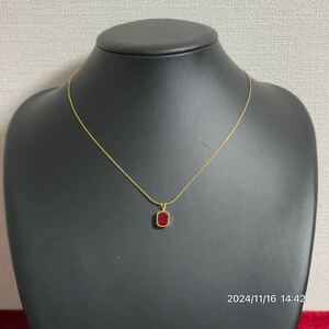 GIVENCHY ジバンシー ジバンシィ 赤 RED ラインストーン G金具 ゴールドチェーン ネックレス ペンダント アクセサリー