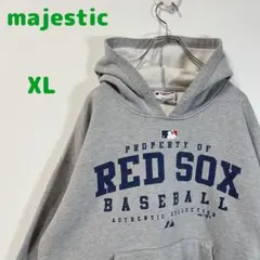 【マジェスティック】MLB☆プリントロゴ レッドソックス パーカー 肉厚ボディ