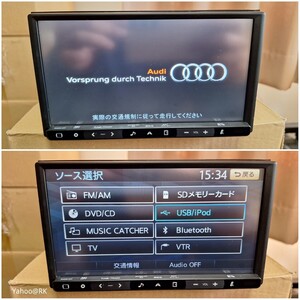 アウディ 純正SSDナビ Clarion 型式 J42AE2A05 Bluetooth DVD再生 テレビ フルセグ SDカード USB iPod CD録音 Audi カーナビ