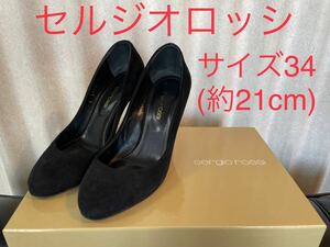 SergioRossi セルジオロッシ パンプス スエード 黒 black 34 Scarpe Donna Pump 21cm